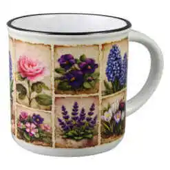 Cana ceramica vintage 280 ml, Flori