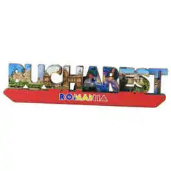 Magnet frigider din lemn "Bucharest" 12.5x3 cm
