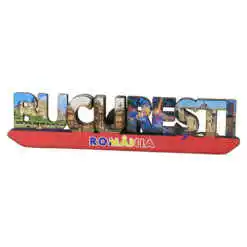 Magnet frigider din lemn "Bucuresti" 12.5x3 cm