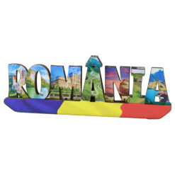 Magnet frigider din lemn "Romania" 11x4 cm