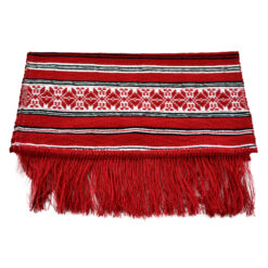 Stergar artizanal traditional 80x40 cm Rosu/Alb/Negru, cu franjuri