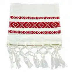 Stergar artizanal 40x17 cm, Crem/rosu