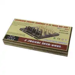Set Sah din lemn 3 in 1 (Sah, Table/Dame) 38x19 CM