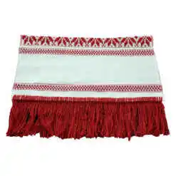 Servetel artizanal 40x40 cm Alb/Rosu