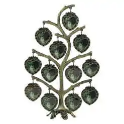 Rama foto Copacul Vietii din metal 12 poze 3x3 CM, Vintage, 17x27 CM