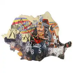 Ceas de perete din lemn Harta - Romania 25x17 CM