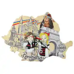 Alternative view of Ceas de perete din lemn Harta - Romania 25x17 CM