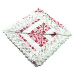 Fata de masa artizanat 100x100 CM Alb/Rosu, 80 % bbc, 20 % acril