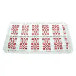 Servetel artizanat 45x25 CM Alb/Rosu, 80 % bbc, 20 % acril