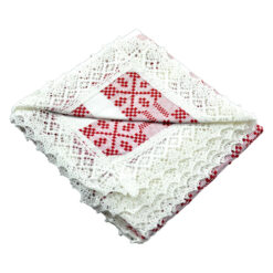 Fata de masa artizanat 75x75 CM Alb/Rosu, 80 % bbc, 20 % acril