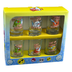 Set 6 pahare shot din sticla "Ramai Beat", in cutie decorativa