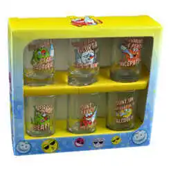 Set 6 pahare shot din sticla "Ramai Beat", in cutie decorativa