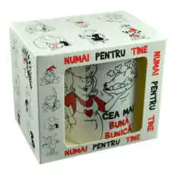 Cana ceramica 300 ml "Cea mai buna bunica", in cutie decorativa - Funny Mug
