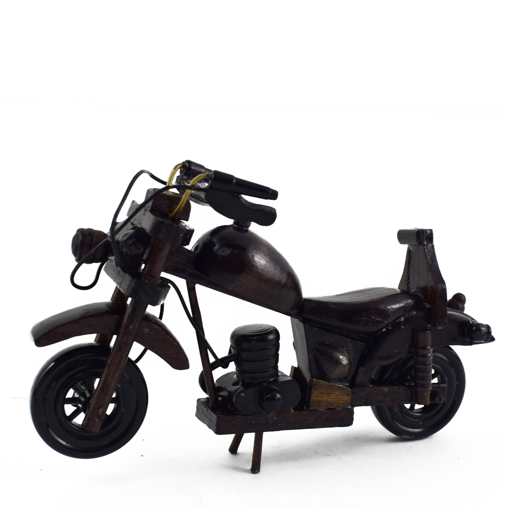 Motocicleta vintage din lemn 18 CM, Macheta - imagine 2