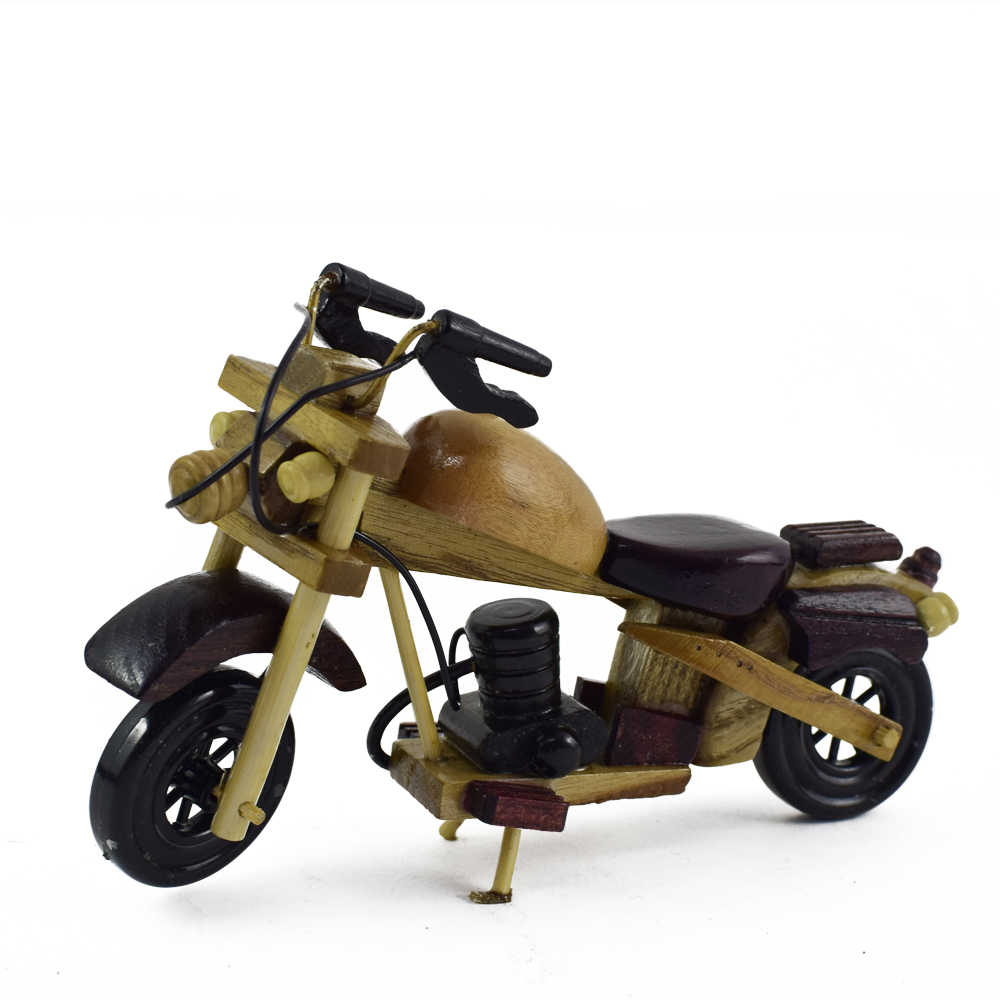Motocicleta vintage din lemn 18 CM, Macheta - imagine 3