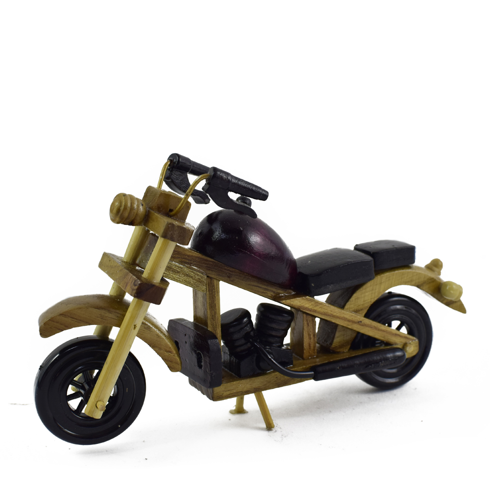 Motocicleta vintage din lemn 18 CM, Macheta - imagine 4