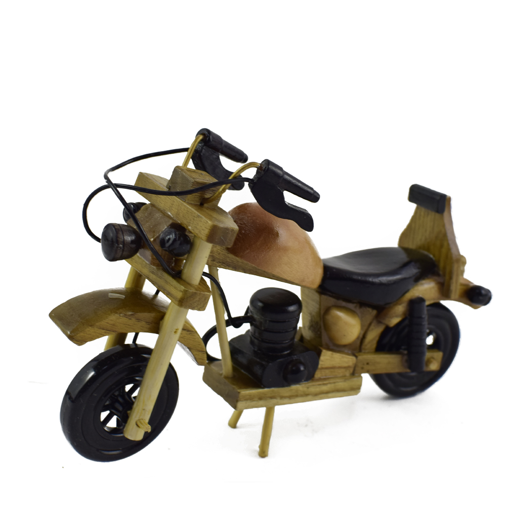 Motocicleta vintage din lemn 18 CM, Macheta - imagine 5