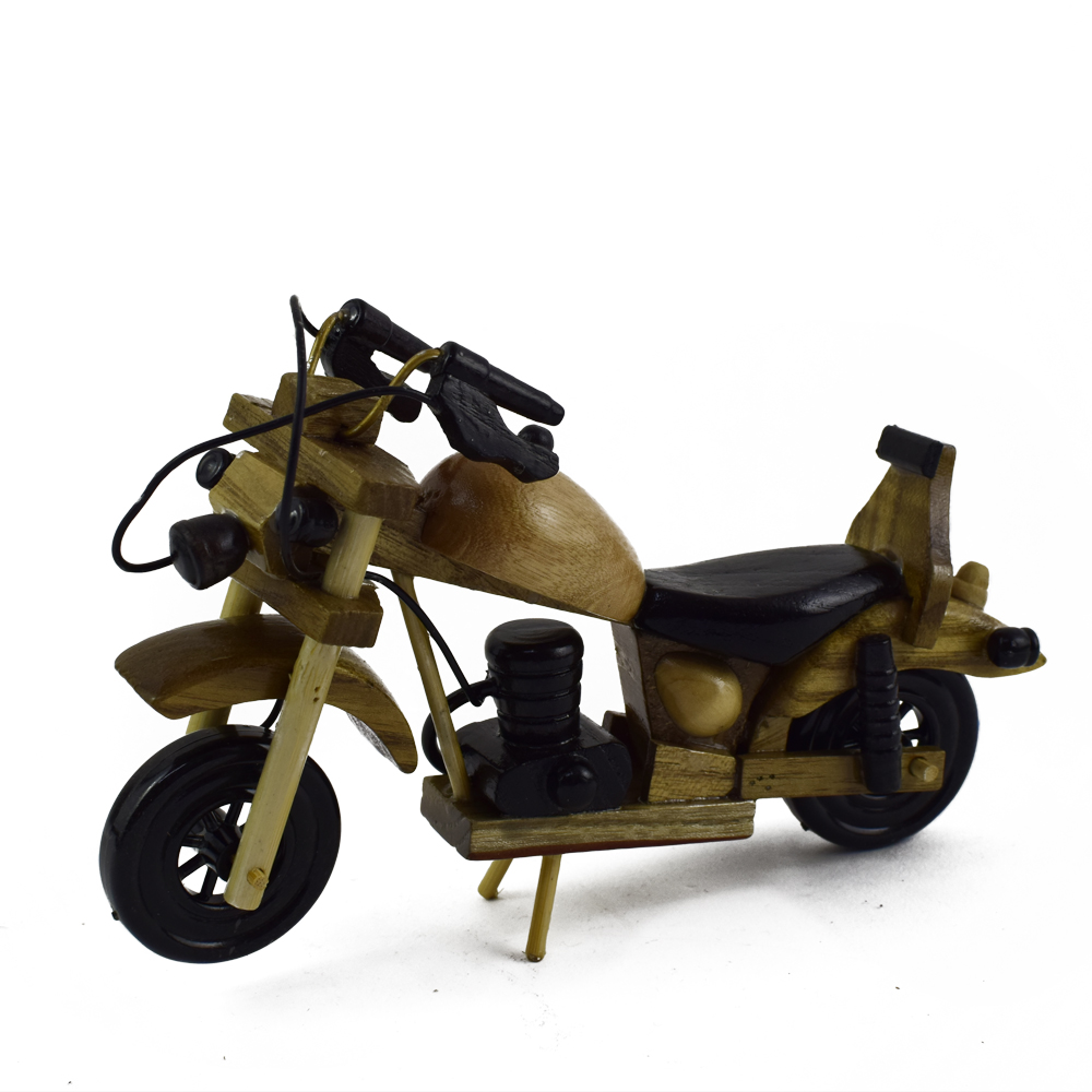 Motocicleta vintage din lemn 18 CM, Macheta - imagine 6