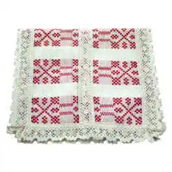 Servetel artizanat 45x25 CM Crem/Rosu, 80 % bbc, 20 % acril