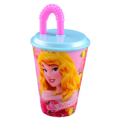 Pahar din plastic cu paie Princess, 430 ml
