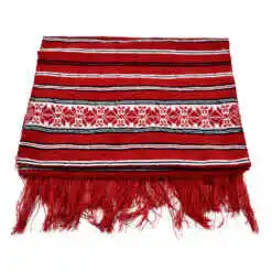 Stergar artizanal traditional 220x40 cm Rosu/Alb/Negru