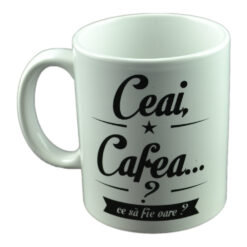 Cana ceramica Boss Mug 300 ml - "Ceai, cafea? Ce sa fie oare?"
