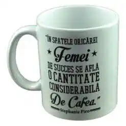 Cana ceramica Boss Mug 300 ml ''In spatele oricarei femei de succes se afla o cantitate considerabila de cafeaua." Stephanie Piro, in cuite decorativa