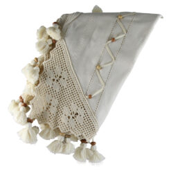 Alternative view of Fata de masa din bumbac 90x90 CM, cu dantela, franjuri si margele din lemn