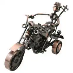 Decoratiune metalica Motocicleta cu figurina, 17 cm