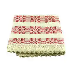 Fata de masa artizanat 100x100 CM Crem/Rosu, 80 % bbc, 20 % acril
