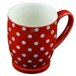 Cana ceramica rosie cu buline 320 ml