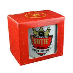 Cana ceramica Boss nr.1, 300 ml "Cea mai buna sotie din lume!", in cutie decorativa