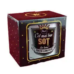 Cana ceramica Boss nr.1, 300 ml "Cel mai bun sot din lume!", in cutie decorativa