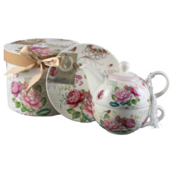 Set ceainic cu ceasca si farfurioara 350 ml/310 ml, Lady, flori