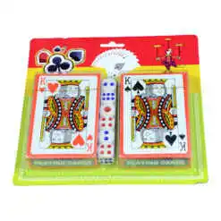 Set 2 carti de joc in cutie de carton cu 6 zaruri
