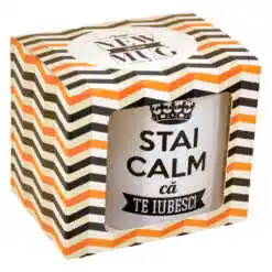 Cana ceramica Boss Mug 300 ml "Stai calm, ca te iubesc!", in cutie decorativa