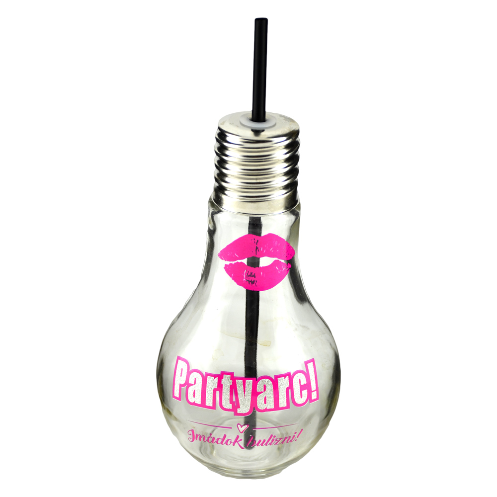 Sticla cu pai, forma bec "PartyArc!", 9x22 CM