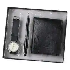 Set cadou pentru barbati, 4 piese - Portofel/Ceas/Pix