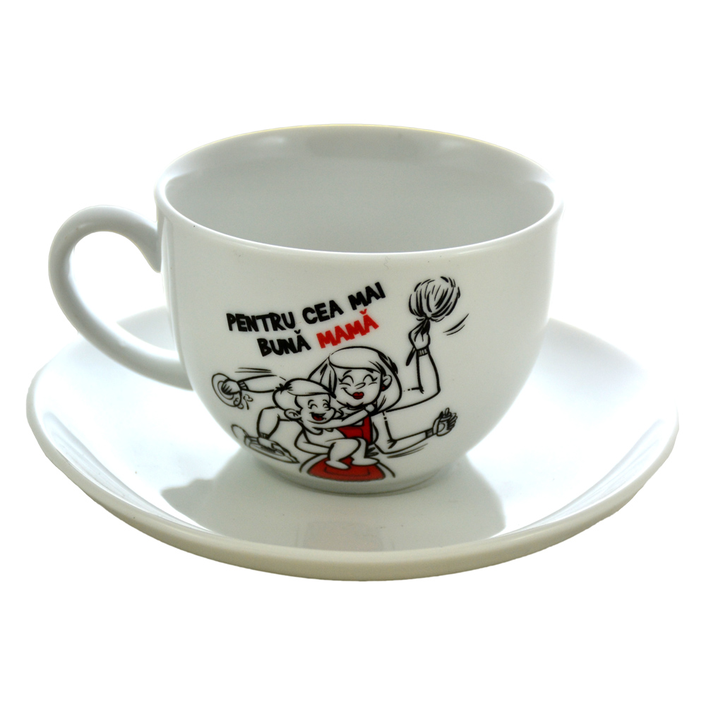 Ceasca cu farfurie din ceramica "Pentru cea mai buna mama"