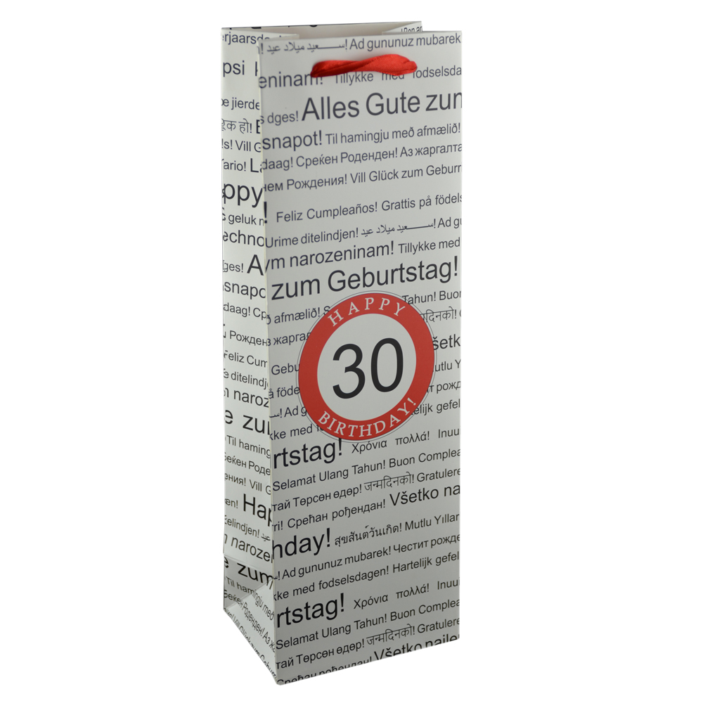 Punga cadou pentru bauturi realizata din hartie laminata - Boldog szuletesnapot 30/Happy birthday 30 - imagine 4