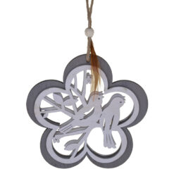 Decoratiune realizata din lemn in forma de floare - Design cu pasari