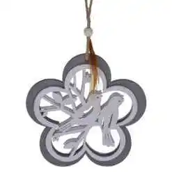 Decoratiune realizata din lemn in forma de floare - Design cu pasari