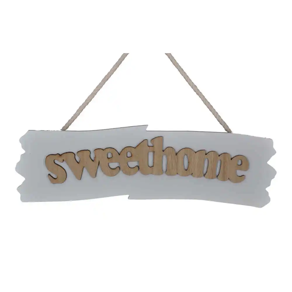 Decoratiune usa realizata din lemn - Welcome/Sweet Home