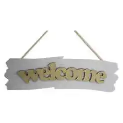 Alternative view of Decoratiune usa realizata din lemn - Welcome/Sweet Home