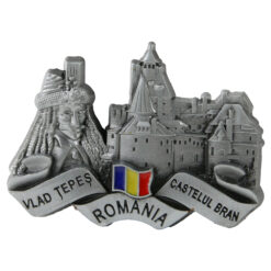 Magnet de frigider metalic 9 x 6 cm, Romania/Vlad Tepes & Castelul Bran