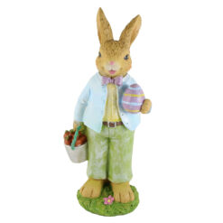 Figurina Iepuras cu morcovi si ou 13x32 CM, din rasina