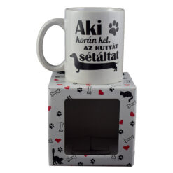 Cana Boss din ceramica 300 ml "Aki koran kel, az kutyat setaltat", in cutie decorativa