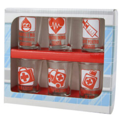 Set 6 pahare shot din sticla Prim Ajutor 35 ml