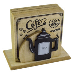 Alternative view of Set 6 suporturi pentru pahare, din lemn - Desgin Cafe