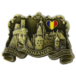 Alternative view of Magnet de frigider metalic 8.5 x 6 cm, Romania/Vlad Tepes & Castelul Bran